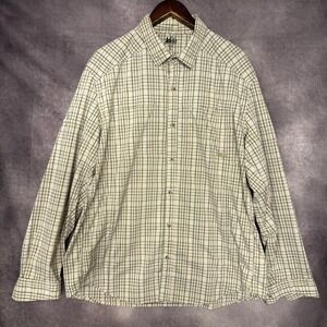 REI Shirt Mens XL Green Plaid Long Sleeve Button Down‎ Vented Hiking Travel